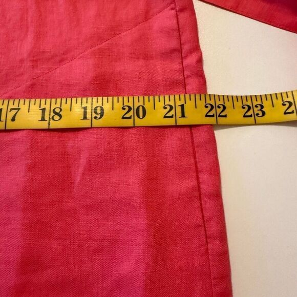 Garnet Hill Pink Linen Three Quarter Sleeve Coastal Shirt Dress Size 10 - Picture 9 of 12